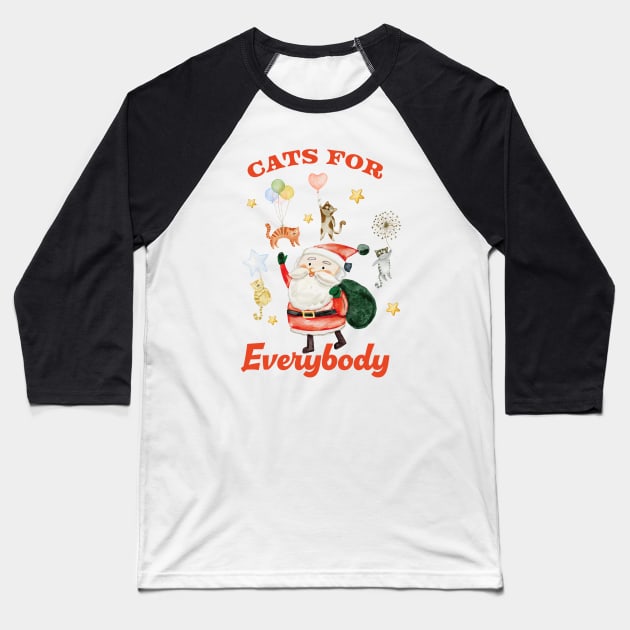 Cats For Everybody - meowy christmas Baseball T-Shirt by SUMAMARU